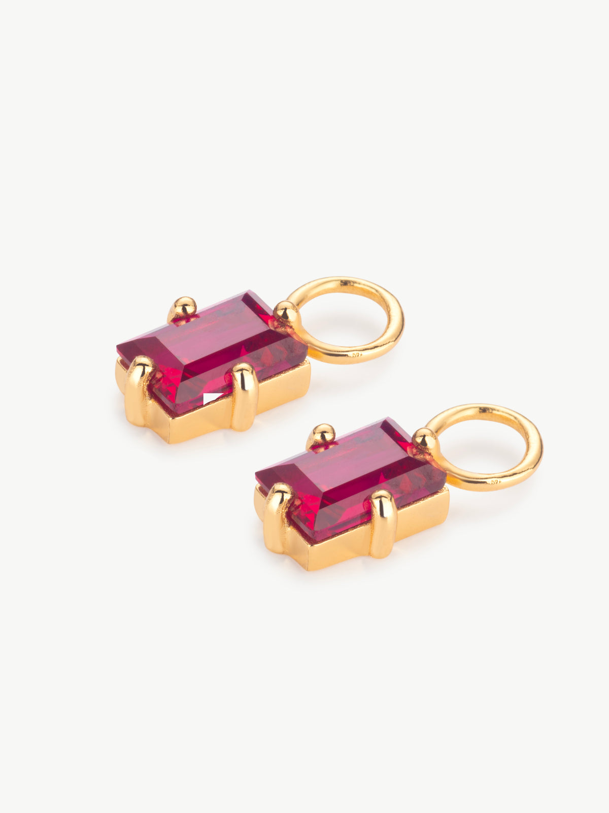 Baguette Ruby Earring Charm - PAIR (Sample Sale)