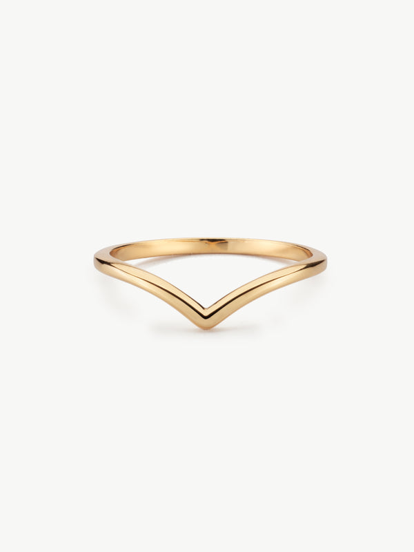Wishbone stacking ring in gold vermeil
