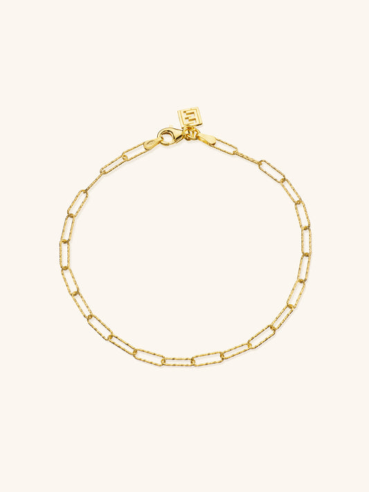 MMini shimmer paperclip anklet in gold