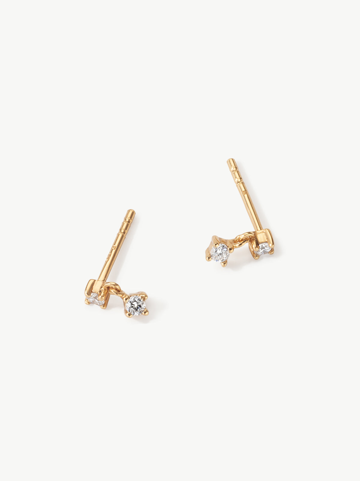 Lab-grown diamond drop stud earrings in 18ct gold vermeil from L'ERA jewellery