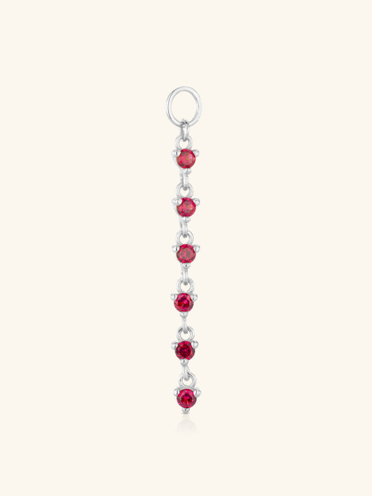 Long Ruby Earring Charm Sterling Silver