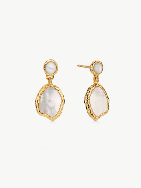 mother of pearl drop earrings in gold