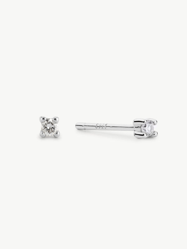 Mini diamond studs in sterling silver