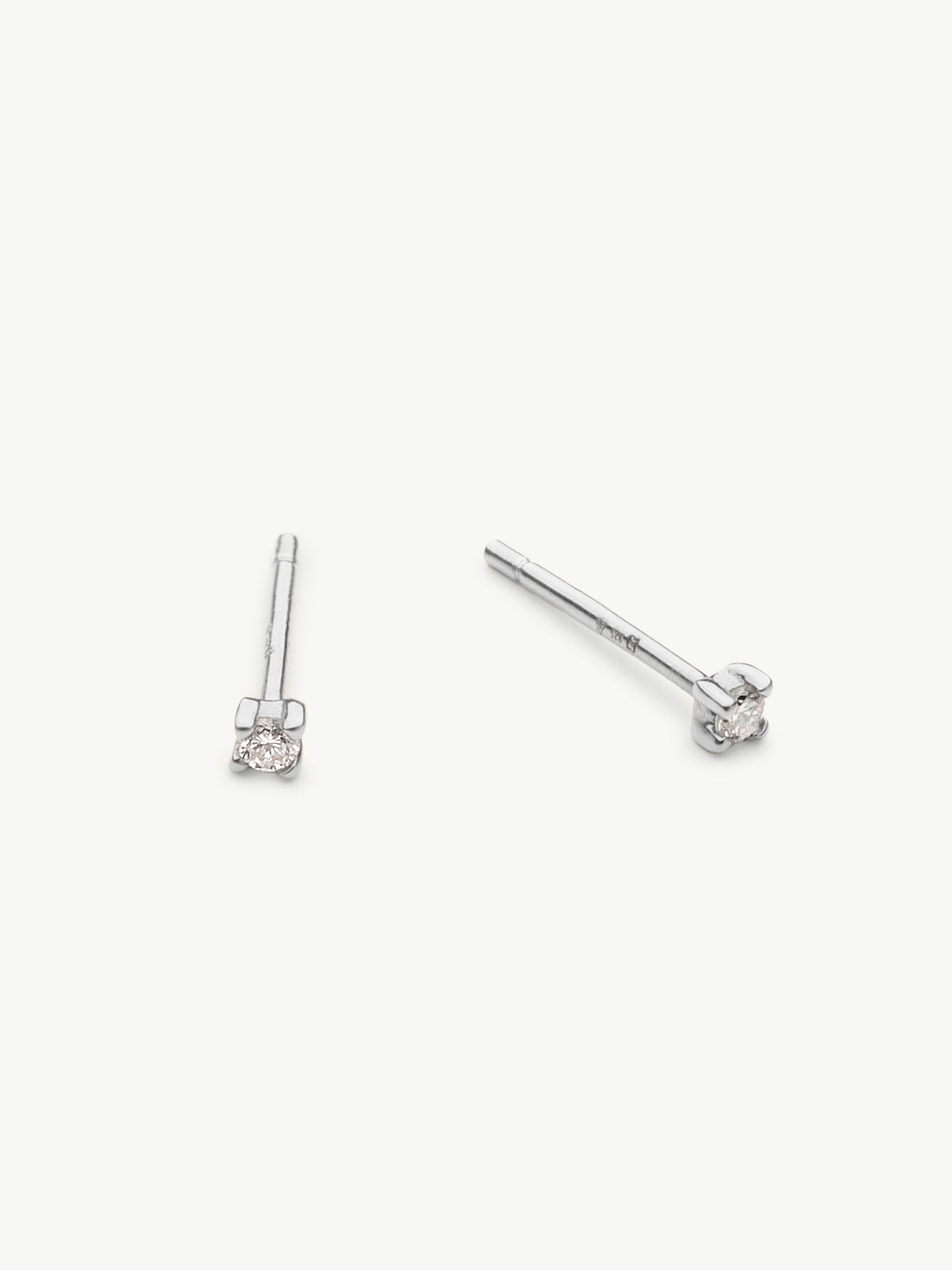 Mini lab grown diamond studs in sterling silver different angle