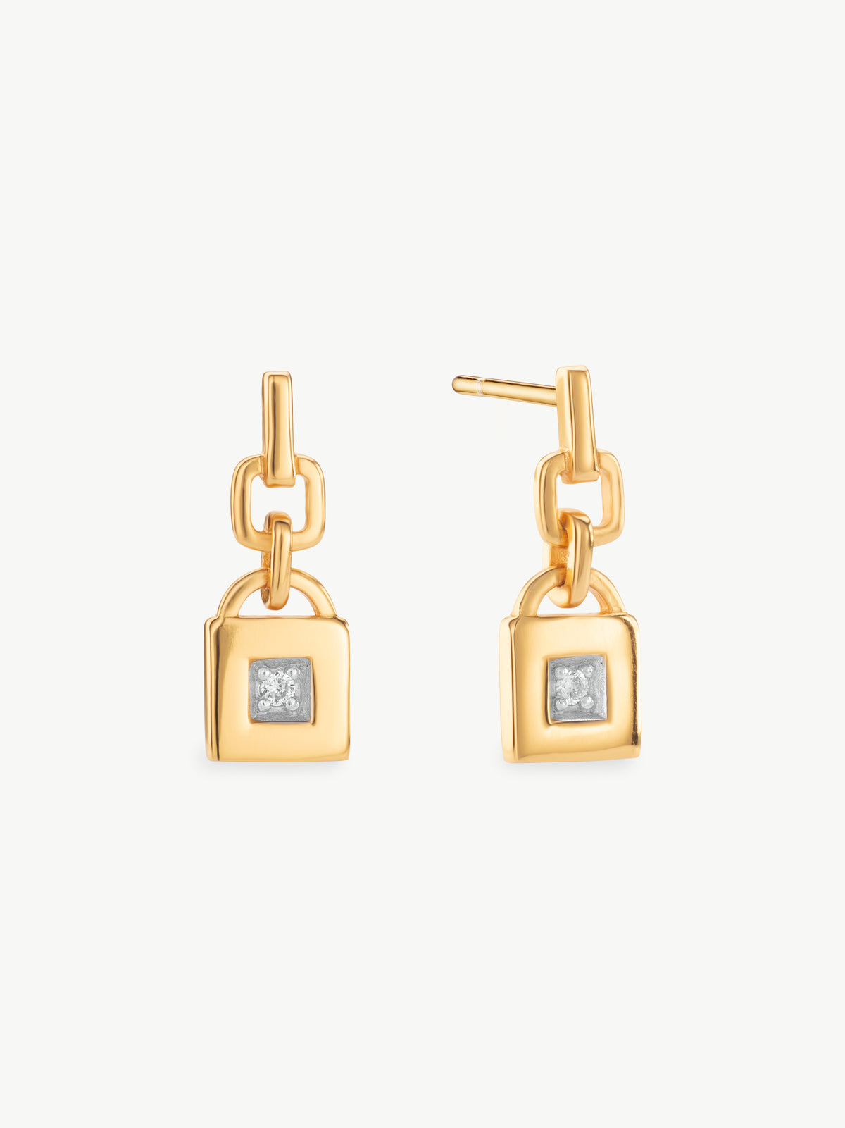 Mini Lock Diamond Earrings