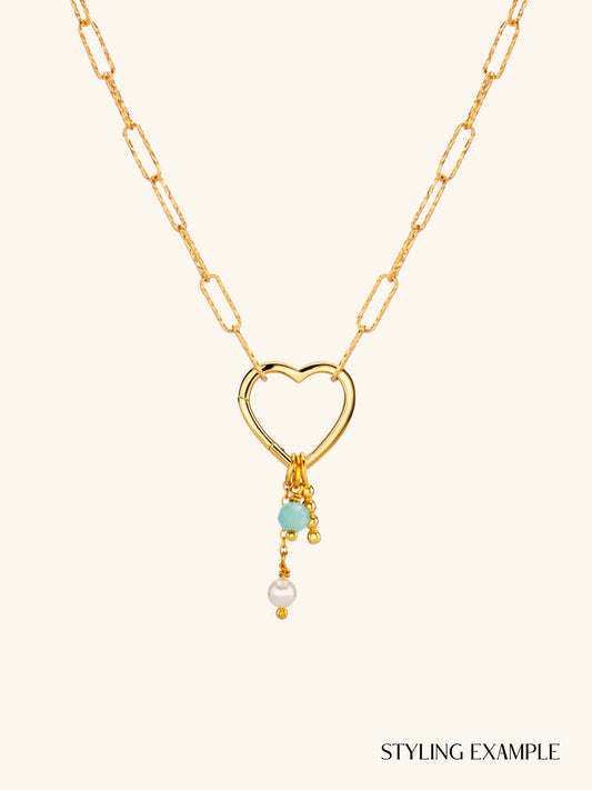 Charms on Heart Charm holder Necklace Gold Vermeil