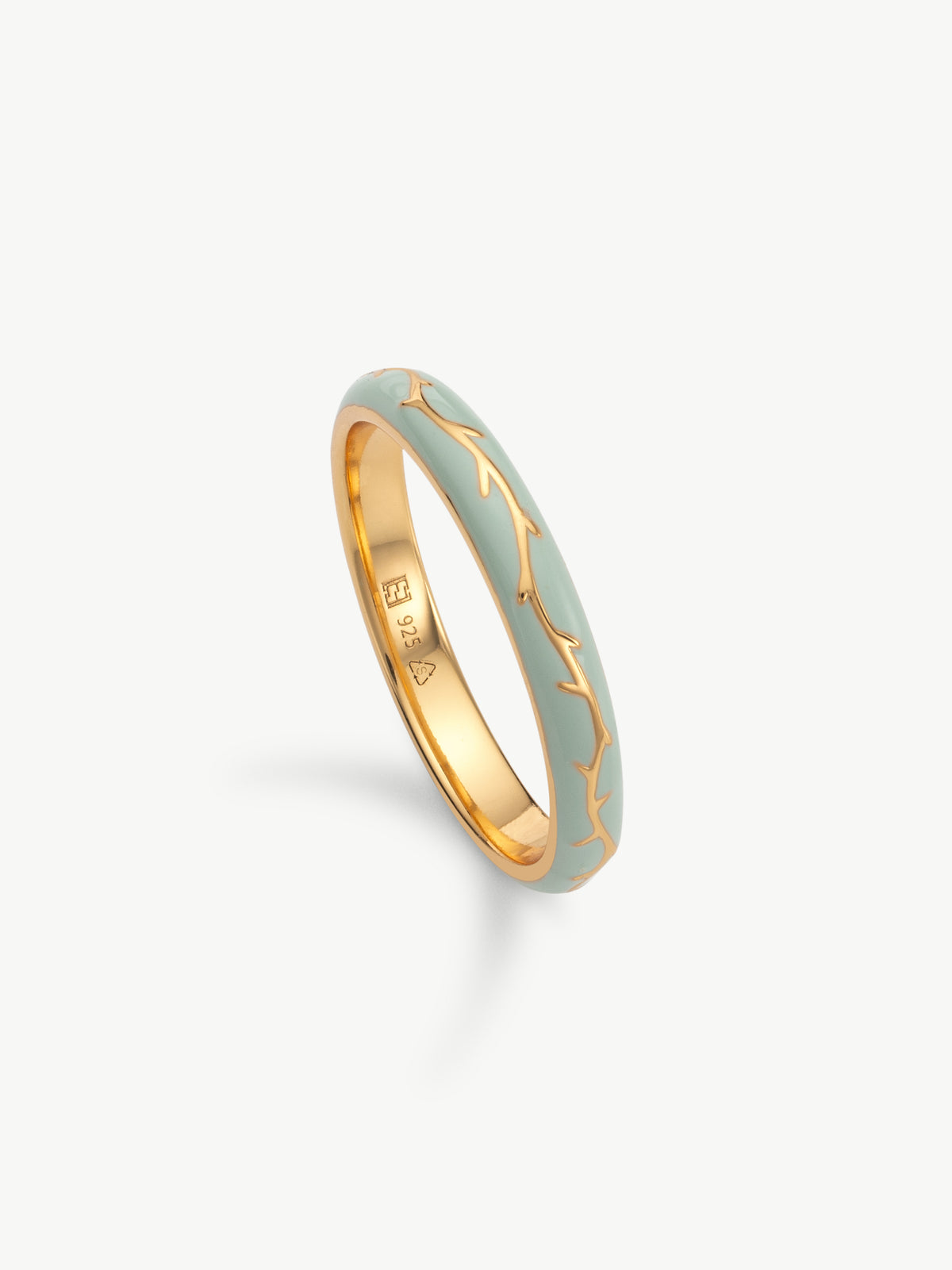 Ophelia Enamel ring in gold vermeil with leaf detail