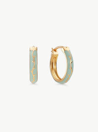 Pair of gold vermeil Ophelia enamel hoop earrings with nature detail 