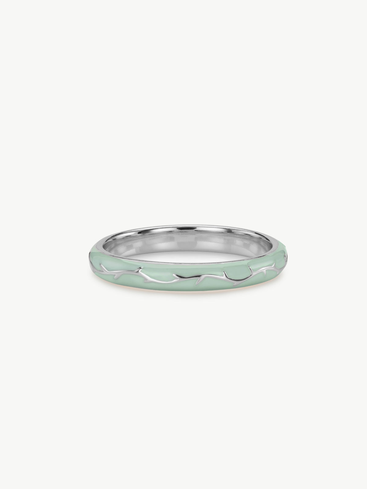 Ophelia Enamel ring in sterling silver with leaf detail