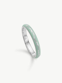 Ophelia Enamel ring in sterling silver with leaf detail
