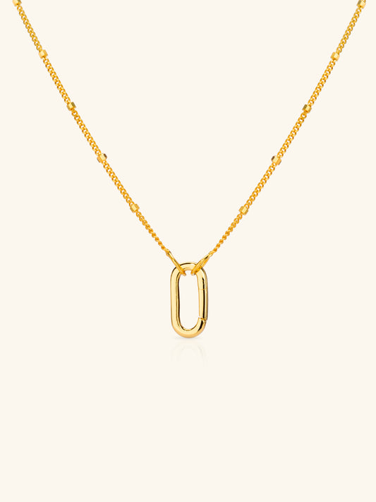 Satellite Oval Charm Necklace 16" in Gold Vermeil