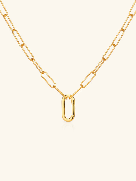 Mini Shimmer Oval Charm Necklace in Gold Vermeil