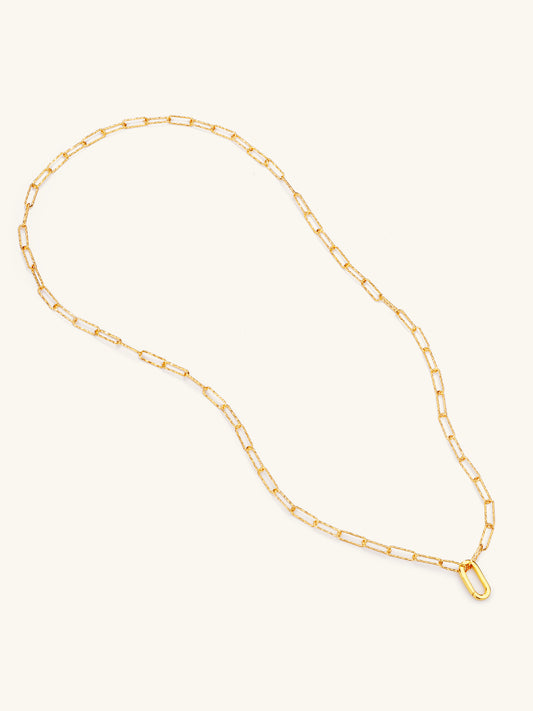 Mini Shimmer Oval Charm Necklace in Gold Vermeil