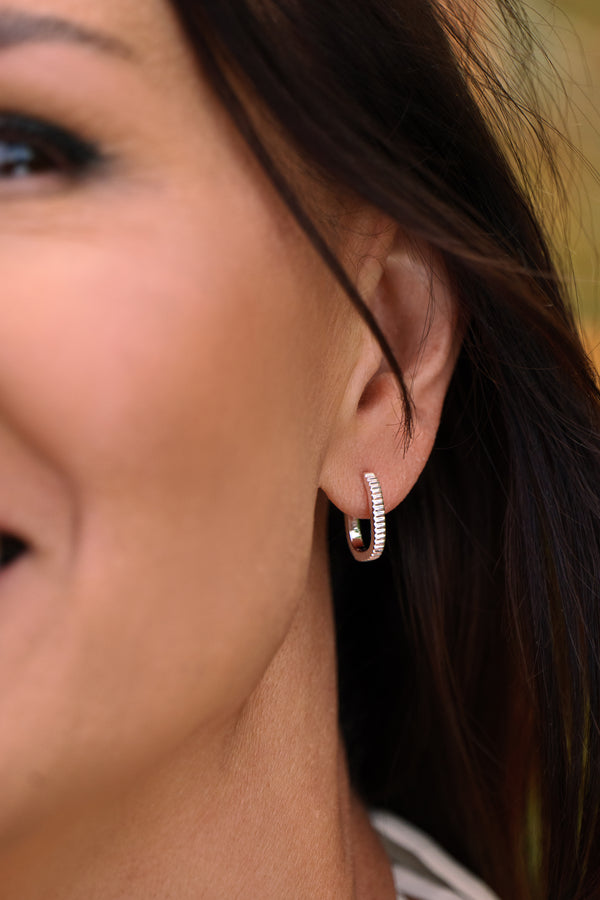 Hinged crimp earrings in sterling silver