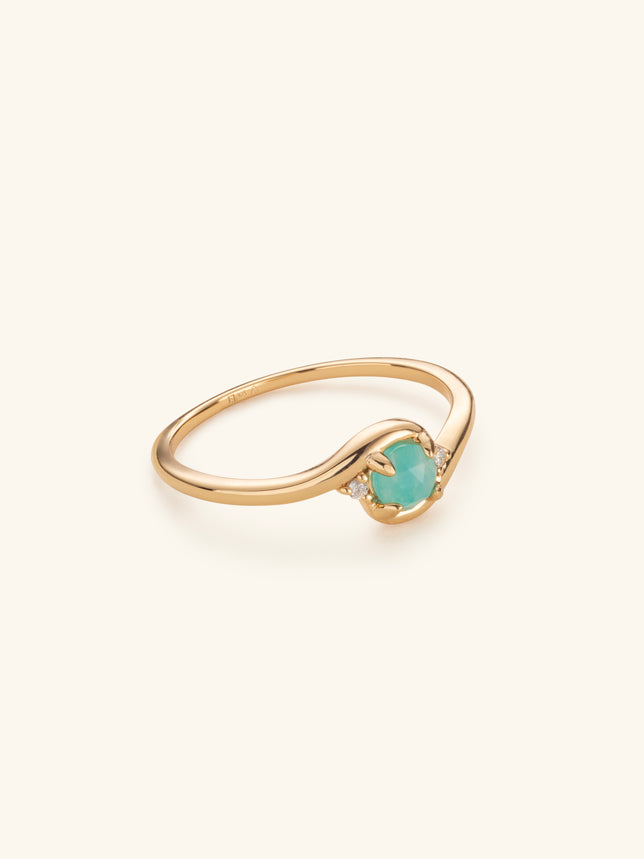 Onda Amazonite and Diamond ring in 18kt Gold Vermeil