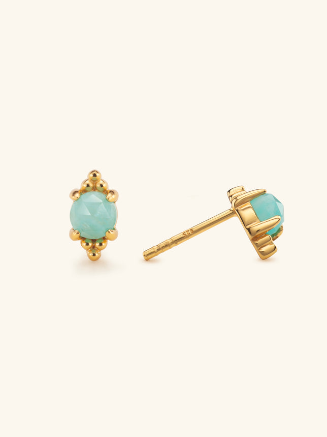 Riva Amazonite Studs in Gold Vermeil