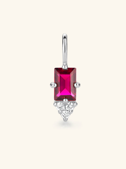 Baguette Ruby and Diamond Pendant Sterling Silver