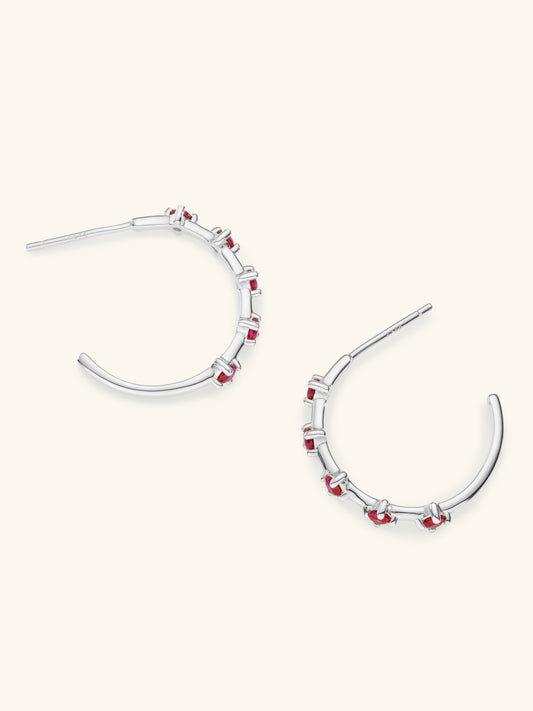 Astra Ruby Hoops Sterling Silver