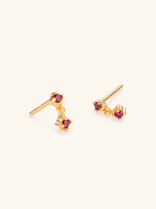 'Astra' Mini Drop Ruby Studs