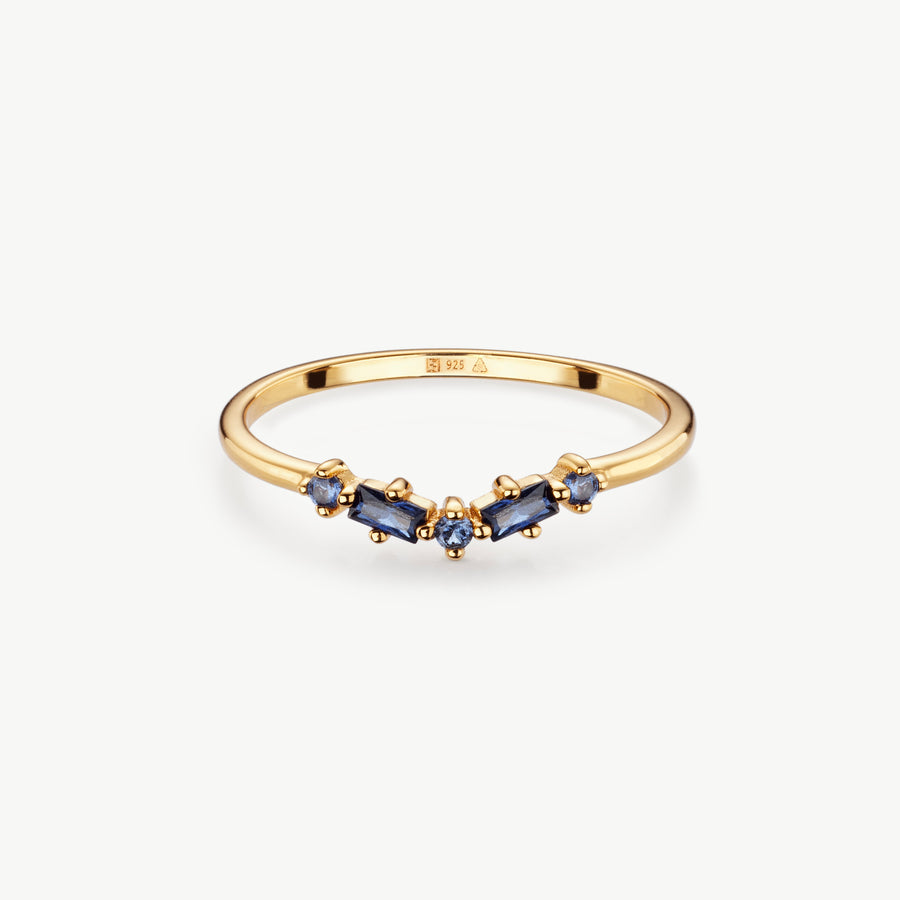 Lab-grown Sapphire wishbone ring in 18ct Gold Vermeil