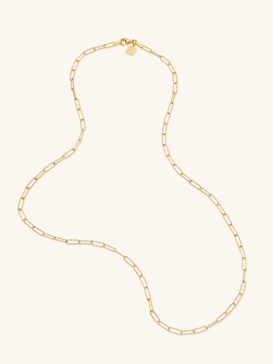 Mini shimmer paperclip necklace  in gold