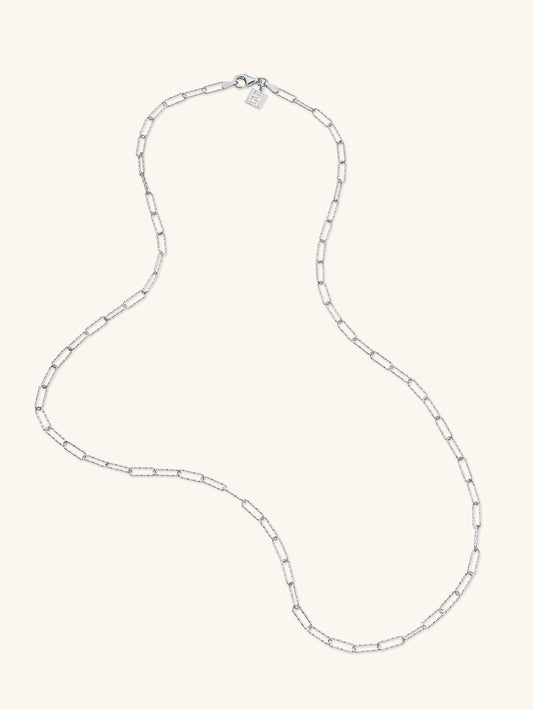 Mini shimmer paperclip necklace in silver