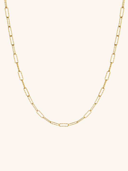 Mini shimmer paperclip chain in gold