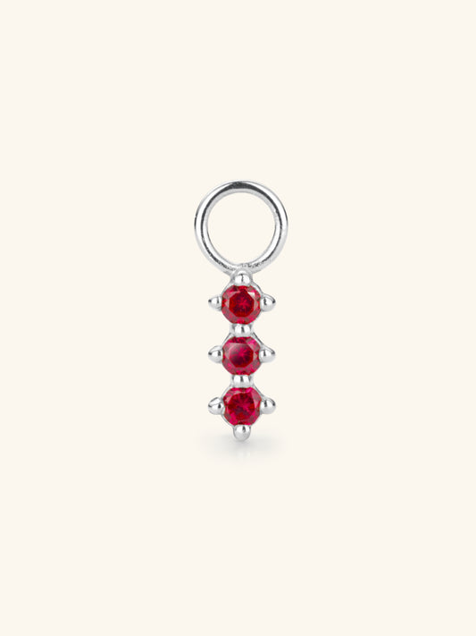 Ruby Earring charm in Sterling Silver