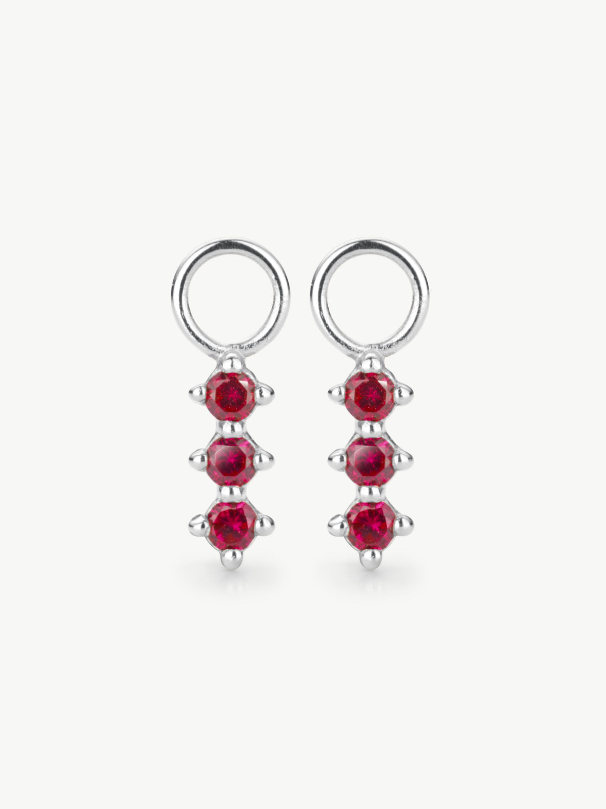Triple Ruby Earring Charm - PAIR (Sample Sale)