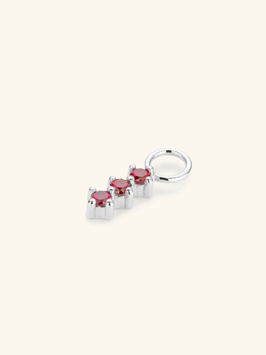 Ruby Earring charm in Sterling Silver