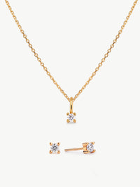 Diamond Set With Classic Studs - Gold Vermeil