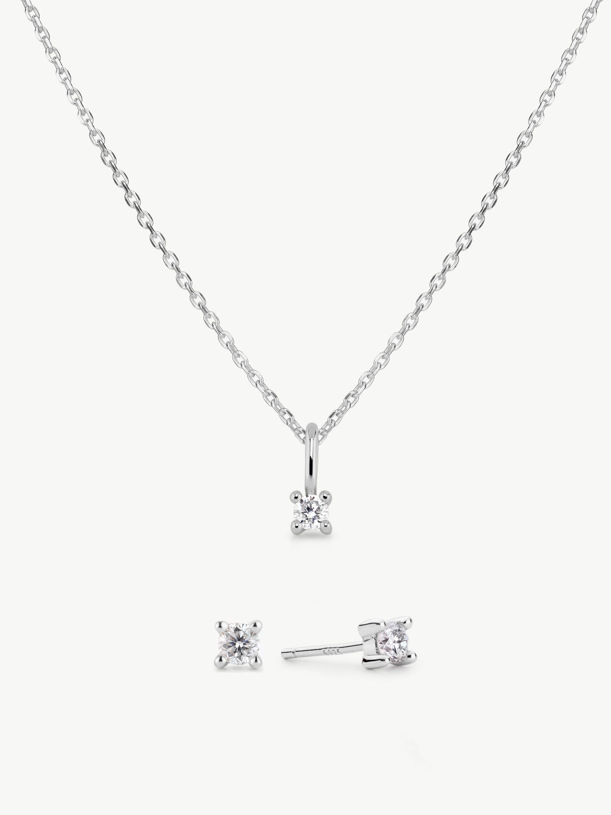 Diamond Set With Classic Studs - Sterling Silver