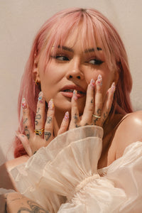 Talia Mar wearing Wave floral ring gold vermeil 