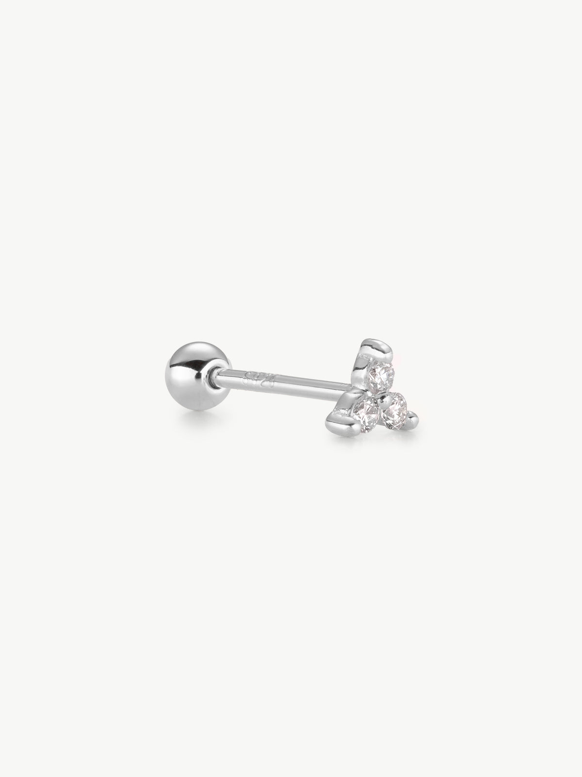 Trinity Helix earring in sterling silver with lab grown diamonds