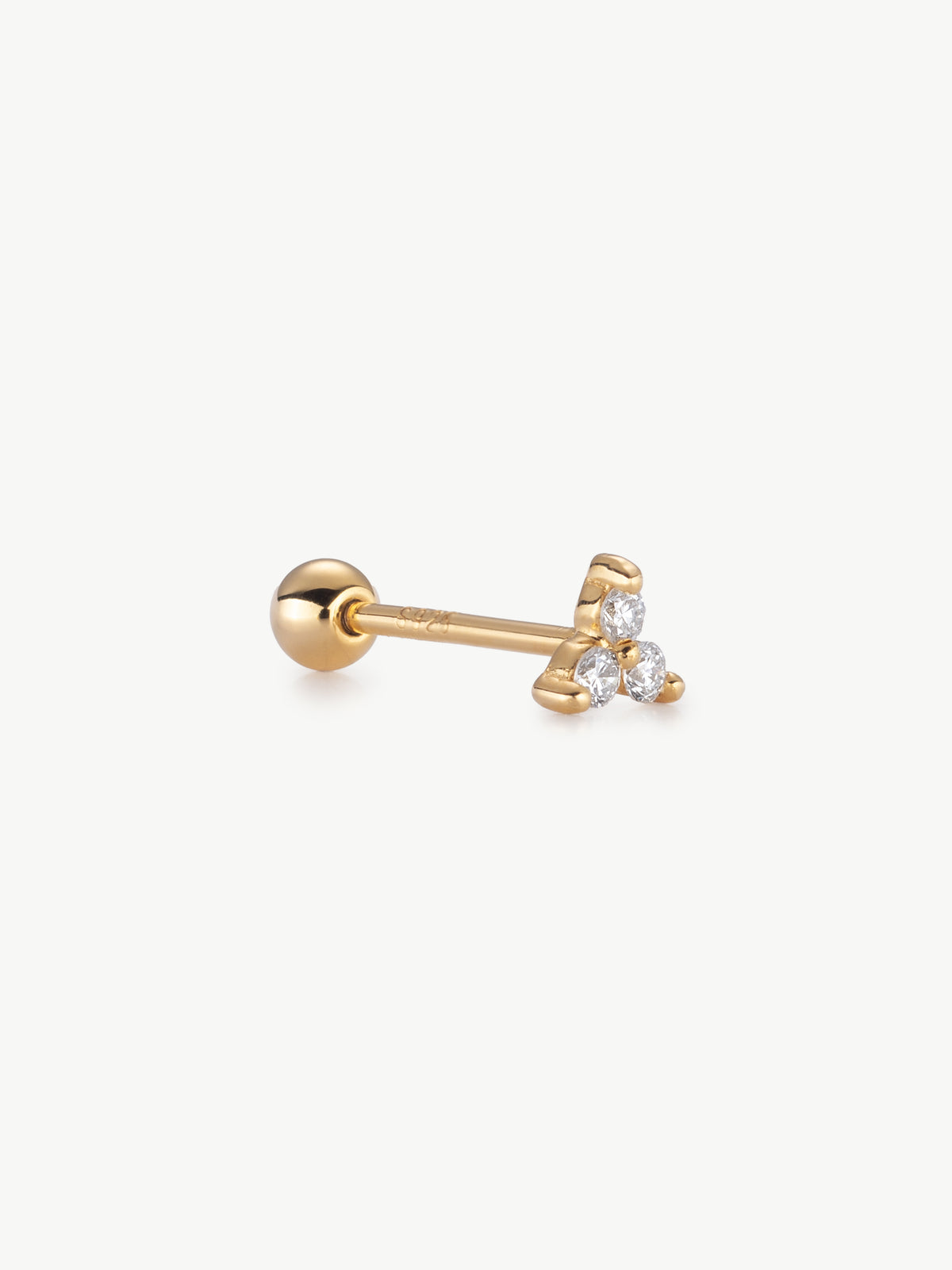 Trinity lab grown diamond helix earring in 18ct gold vermeil