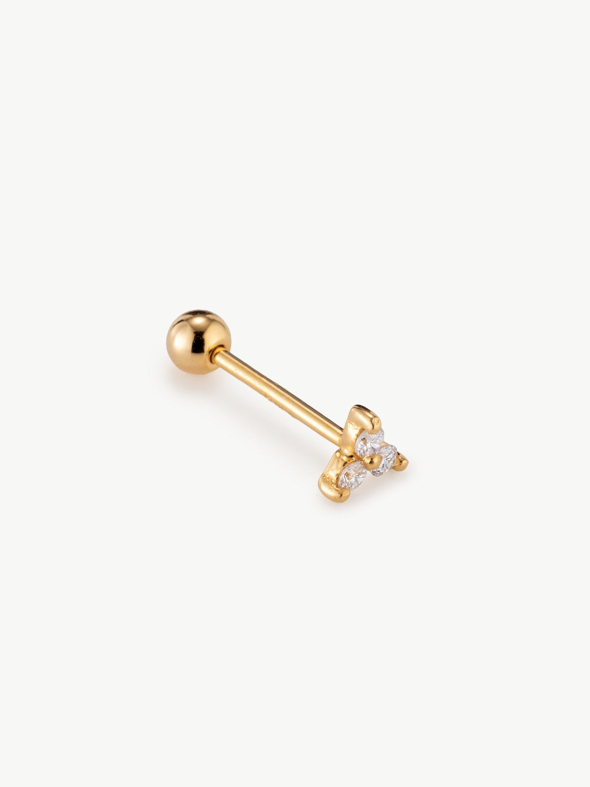 Trinity Helix diamond earring in gold vermeil