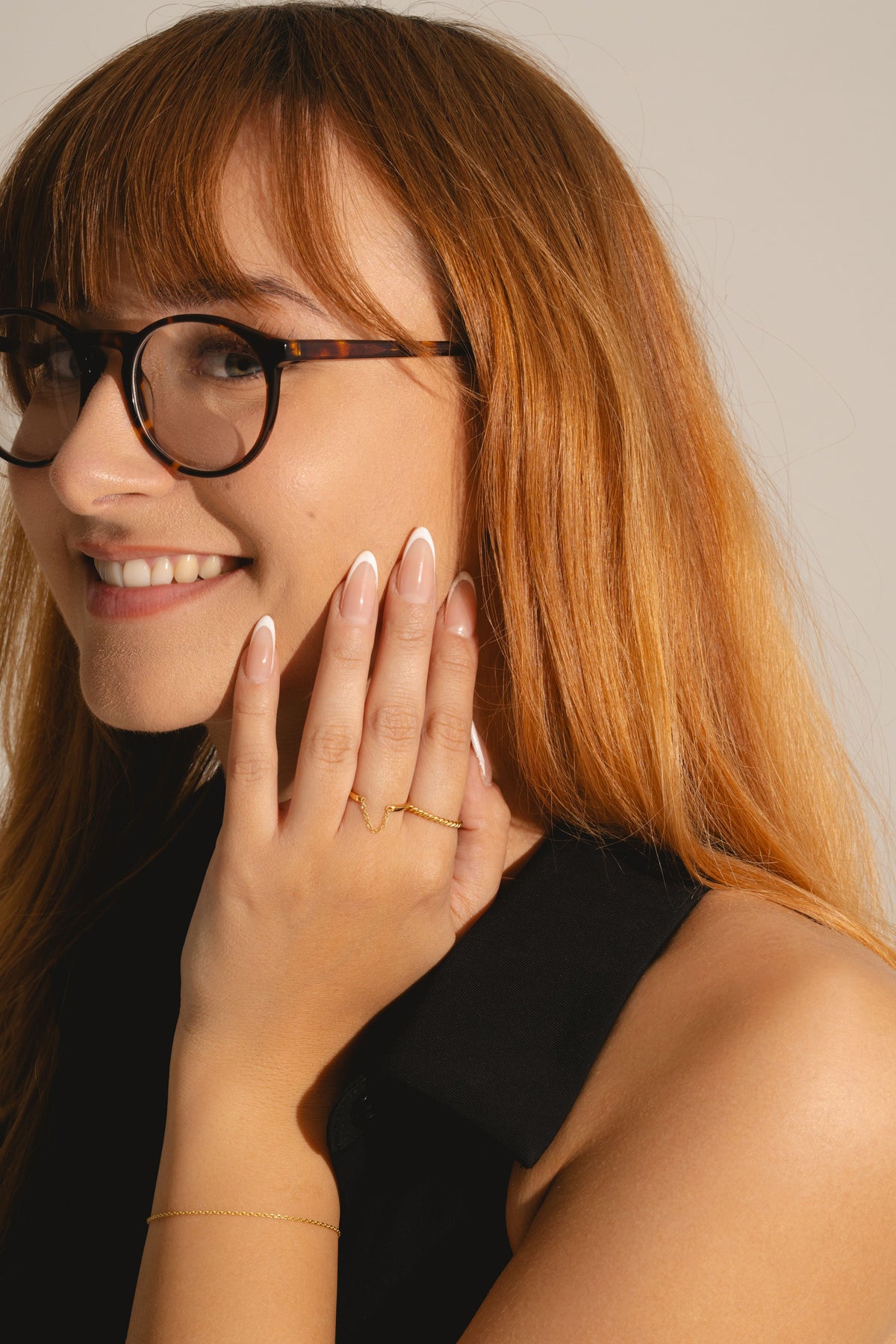 Twisted stacker ring in 18ct Gold Vermeil model shot