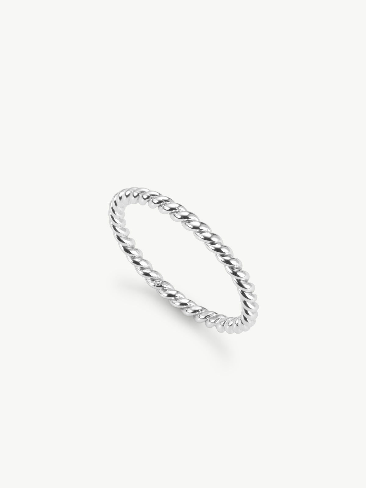 Twisted stacker ring in sterling silver different angle