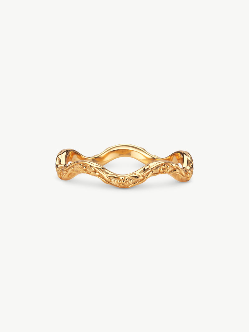 Wave floral ring gold vermeil front