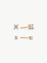 classic and mini lab grown diamond stud earrings in 18ct gold vermeil