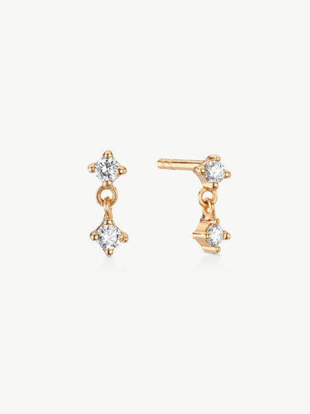 Lab-grown diamond drop stud earrings in 18ct gold vermeil from L'ERA jewellery