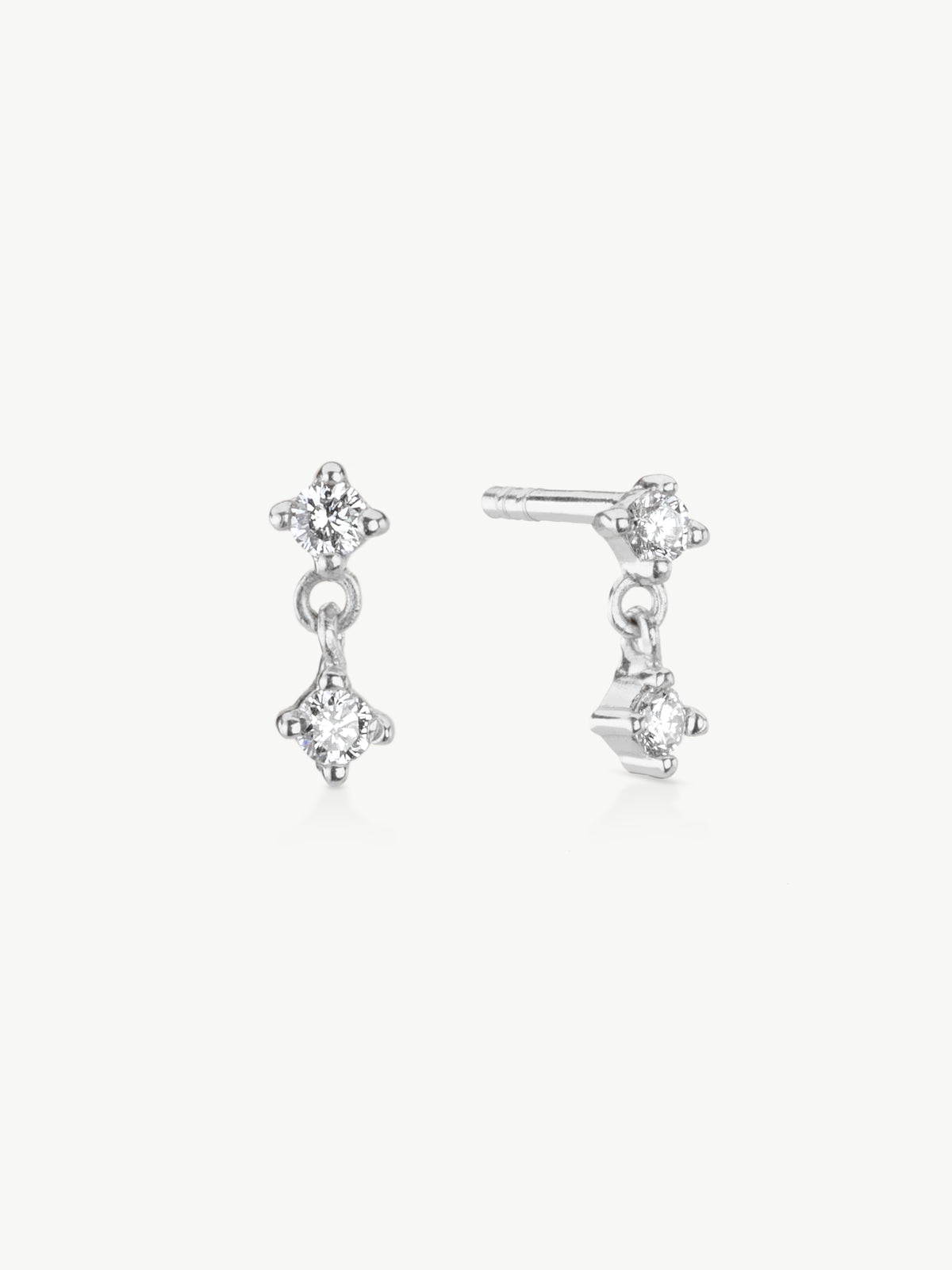 Lab-grown diamond drop stud earrings in sterling silver from L'ERA jewellery