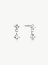 Lab-grown diamond drop stud earrings in sterling silver from L'ERA jewellery