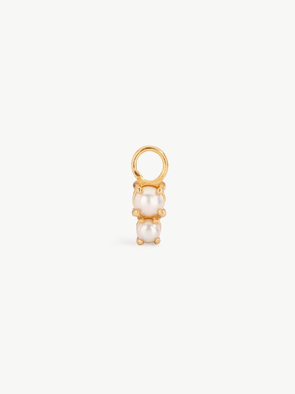 Double pearl earring charm in gold vermeil