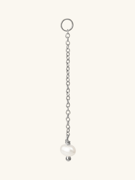 Single freshwater cultured pearl drop add-on charm in sterling silver. L'ERA Jewellery