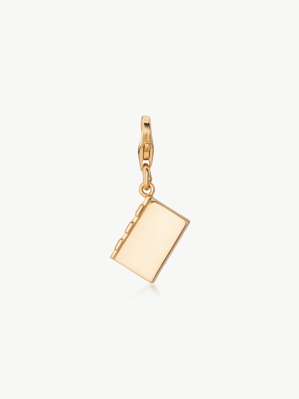 enamel book charm in gold vermeil