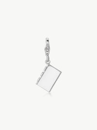 enamel book charm in silver