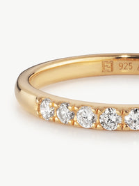 eternity ring close up in gold vermeil  with lab grown diamonds