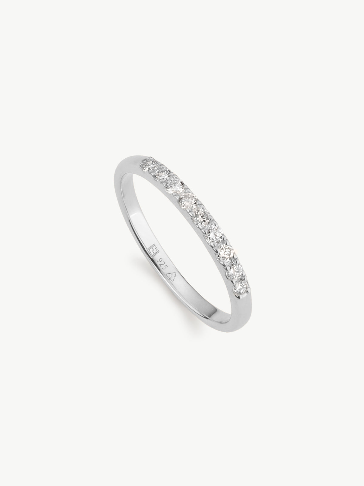 eternity ring in sterling silver with lab grown diamonds different angle