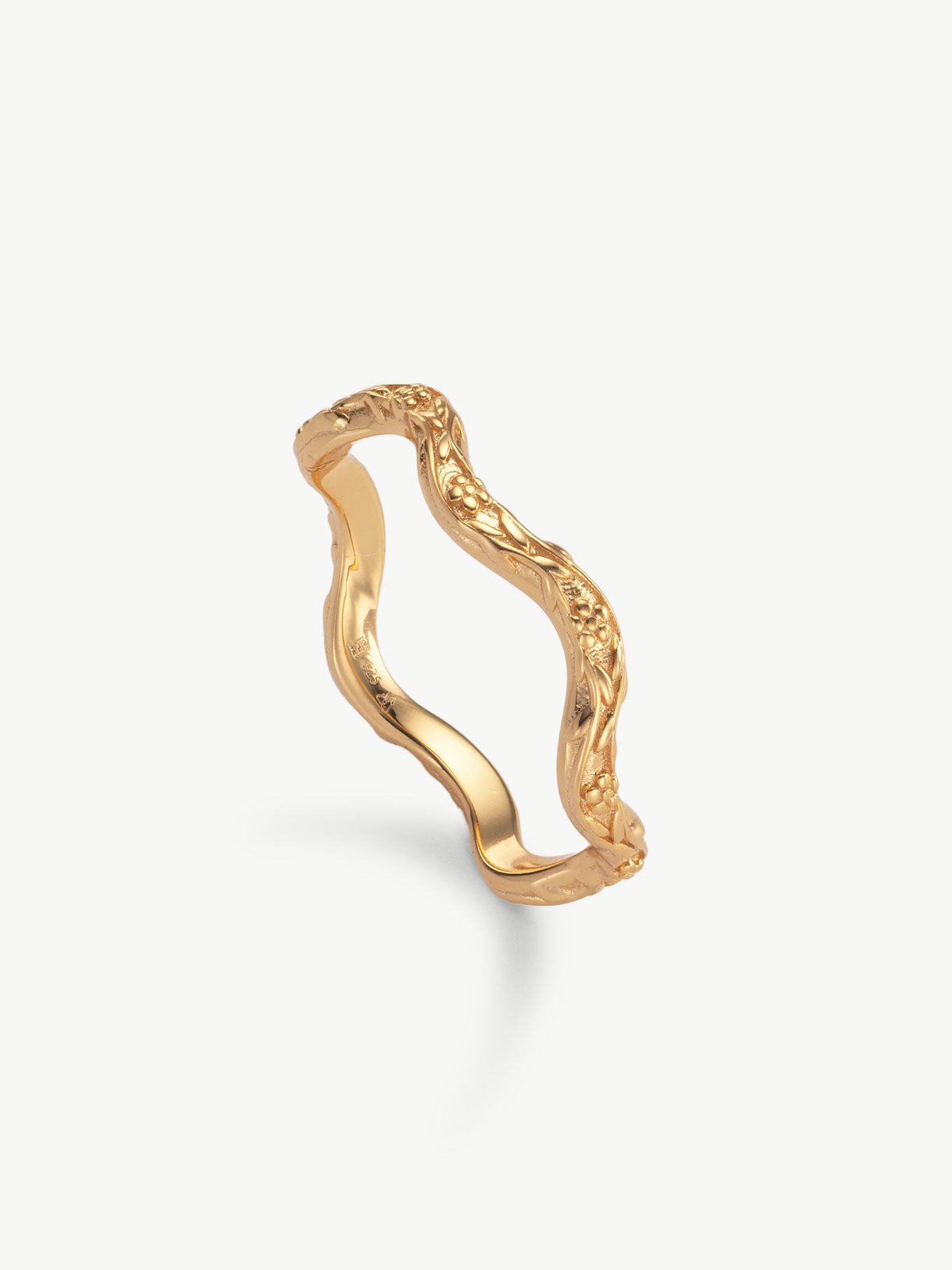 Wave floral ring gold vermeil side